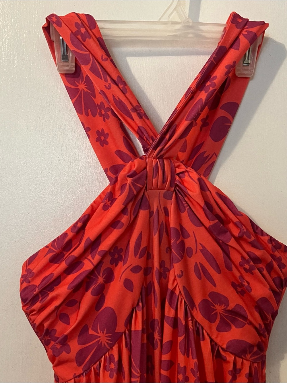 Women's Floral Maxi Dress Halter top, Orange tropical